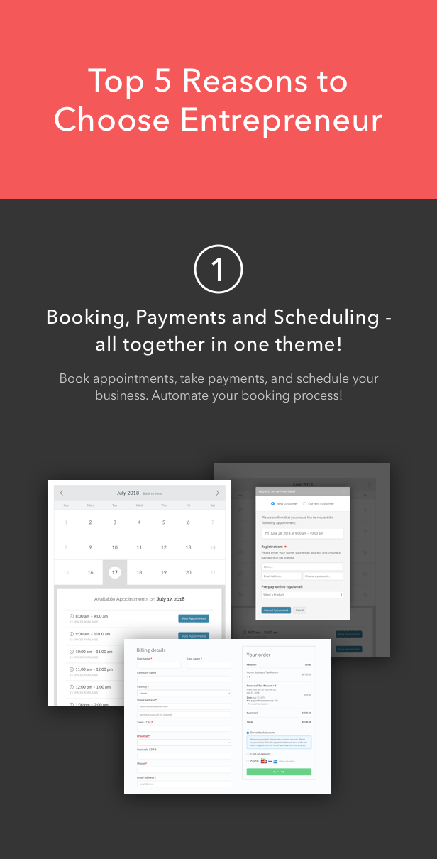 Entrepreneur - Booking for Small Businesses WordPress Theme - 1